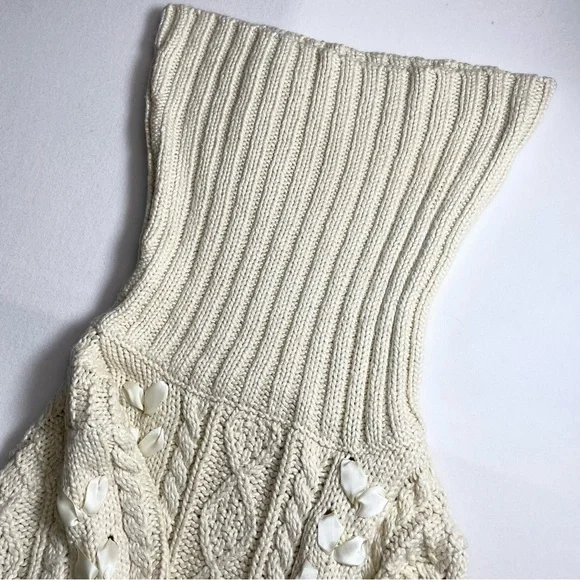 Ralph Lauren Chunky Cable Knit Fisherman Sweater Feminine Coquette XL - Picture 9 of 15